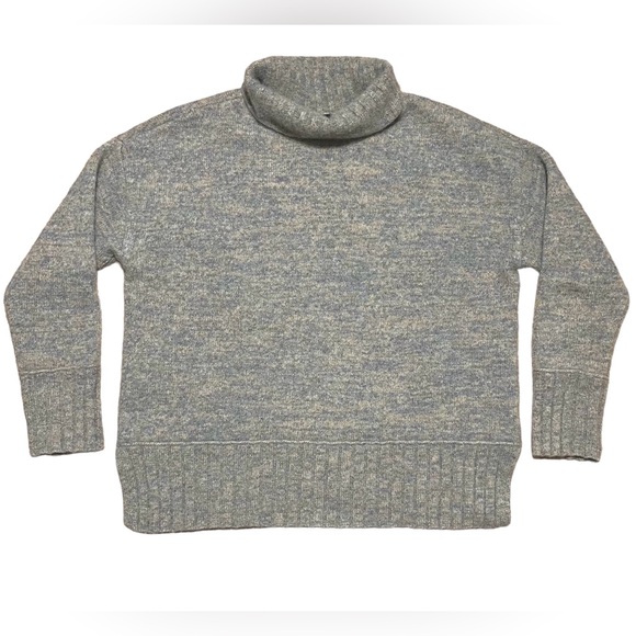 Charter Club Luxery 100% Cashmere Turtleneck Crop Sweater In Gray & Tan Sz M/L - Picture 1 of 13